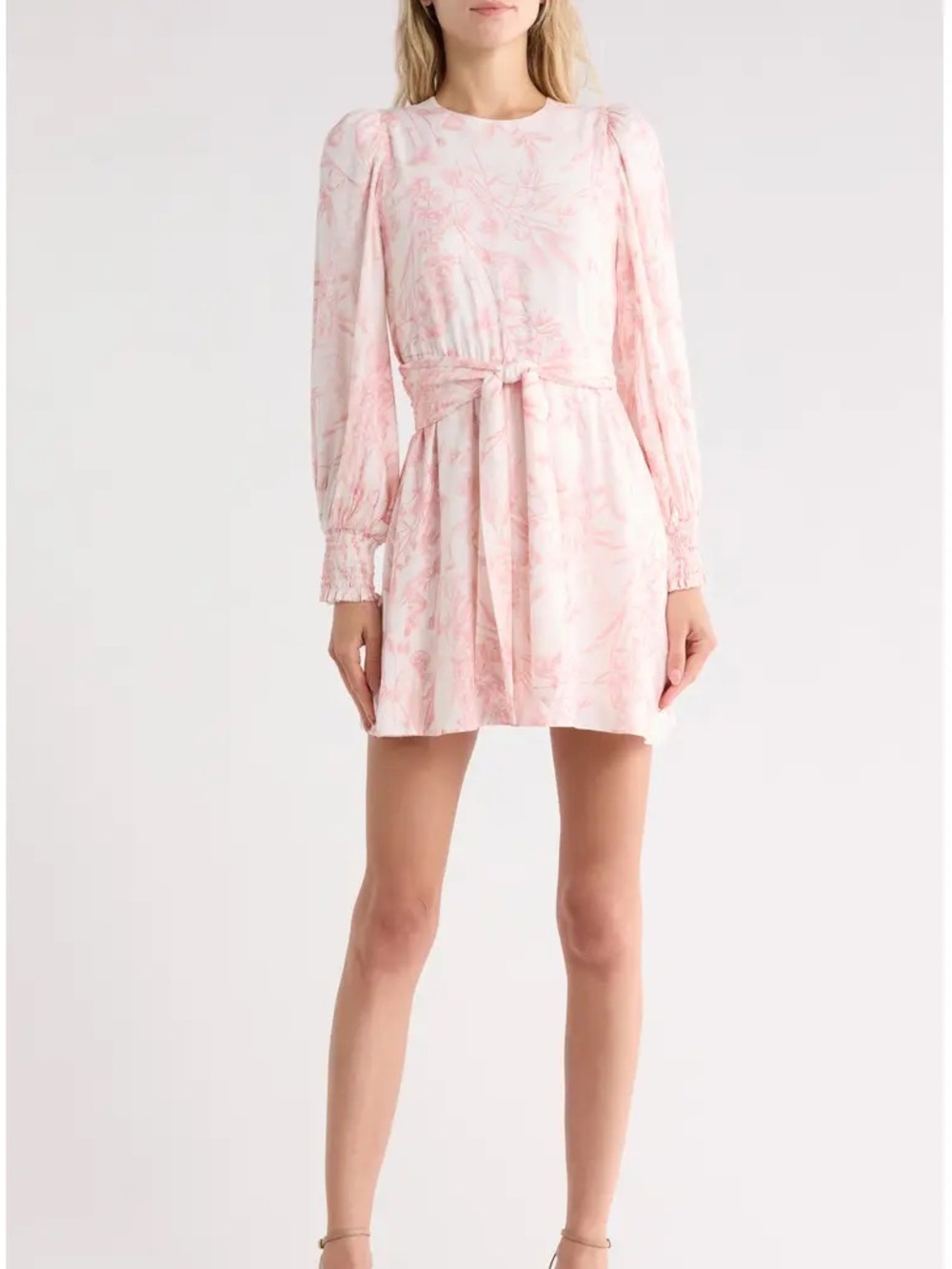 ALICE + OLIVIA MOLLI FLORAL LONG SLEEVE TIE WAIST DRESS NWT 12